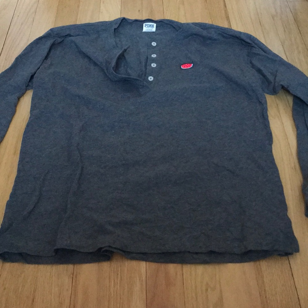 PINK long sleeve grey Henley